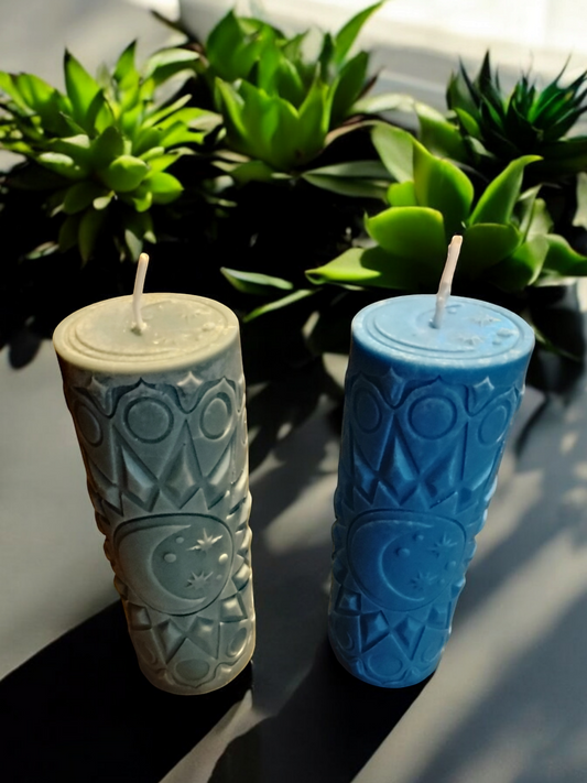 Sun and moon pillar candle